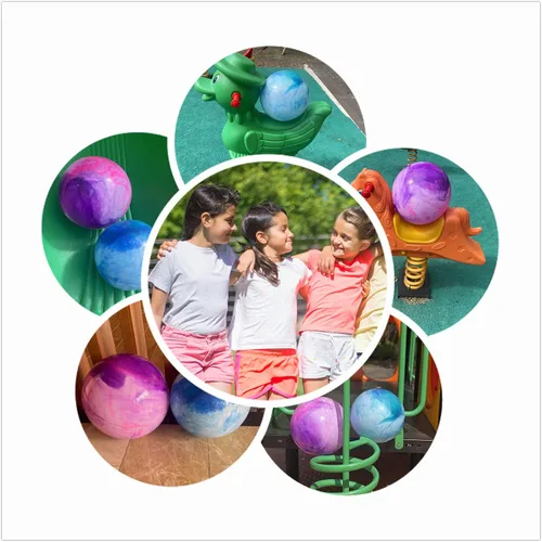 Vista 4 de Pelotas hinchables marmoleadas, juego de 2 bolas inflables grandes con bomba de aire manual y 2 puntas de cabeza