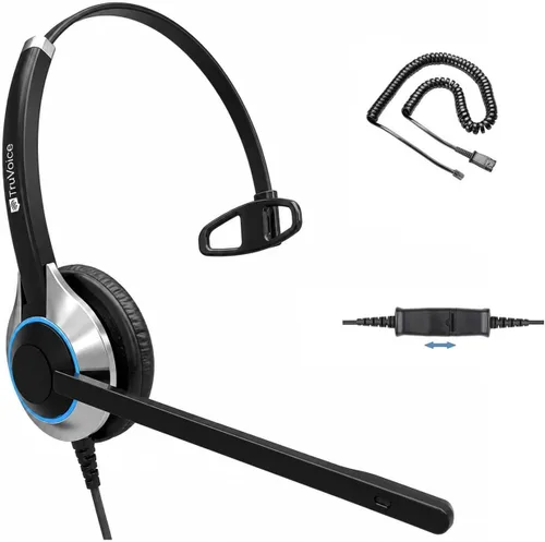 Vista 9 de TruVoice HD-100 - Auriculares QD con cable para oficina y centro de llamadas con micrófono con cancelación de ruido y altavoces HD, compatibles