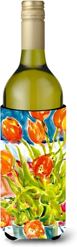 Vista 37 de Caroline's Treasures 6015LITERK Flower – Bird of Paradise Botella de vino Hugger Botella Enfriador de Frigorífico Hugger Funda Abrazadora Lavable a