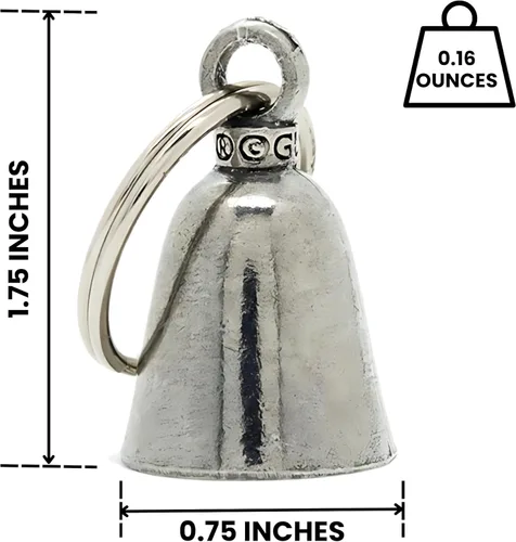 Vista 3 de Guardian Bell Campana celta de buena suerte con llavero y bolsa de regalo de terciopelo negro Campana de motocicleta Peltre sin plomo
