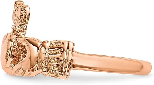 Vista 3 de Anillo Claddagh de oro rosa de 14 quilates, joyería fina celta para mujer, regalos para ella, Oro, rosa, oro rosa