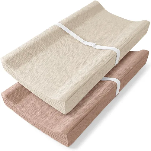Vista 10 de Bearmoss Funda para cambiador de bebé, muselina [100% algodón], fundas de mesa de pañales, 32 x 16 pulgadas, suaves y transpirables
