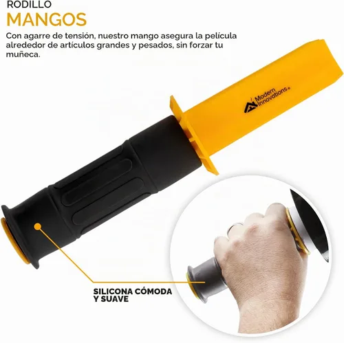 Vista 4 de Modern Innovations Rollo de envoltura elástica negro de 15 pulgadas con asas (1 rollo de 1000 pies), envoltura retráctil resistente para mudanzas