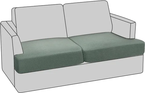 Vista 19 de PrinceDeco Funda elástica para sofá biplaza con cojín en forma de T para sofá de 2 cojines, funda de asiento con parte inferior elástica, apta