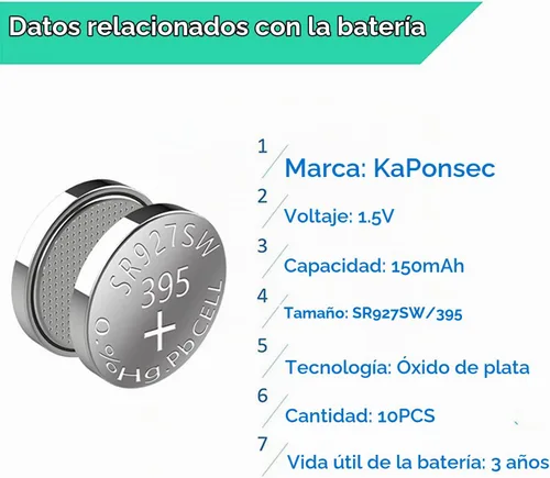 Vista 3 de 10pcs SR927SW LR926 LR57 AG7 395 1.5V batería de reloj de óxido de plata
