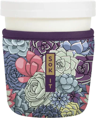 Vista 191 de Sok It IceCreamSok - Funda de neopreno aislada (flores abstractas, pintas de helado cónicas)