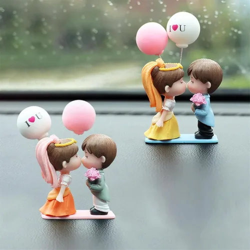 Vista 11 de Lindos adornos para parejas, bonita decoración de automóvil, bonita decoración de automóvil para pareja, figura de acción, adorno navideño para 1
