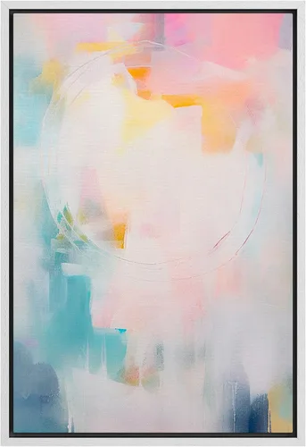 Vista 48 de SIGNFORD Lienzo enmarcado para pared, acuarela pastel, rosa, puesta de sol, nube, naturaleza, ilustraciones de área silvestre, arte moderno