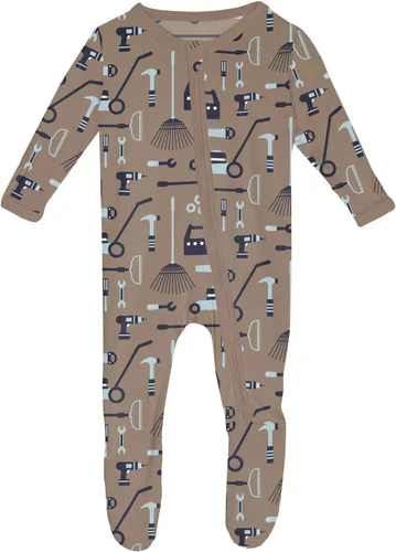 Vista 94 de KicKee Baby & Toddler - Pijama de viscosa ultrasuave de bambú con patas abatibles y puños