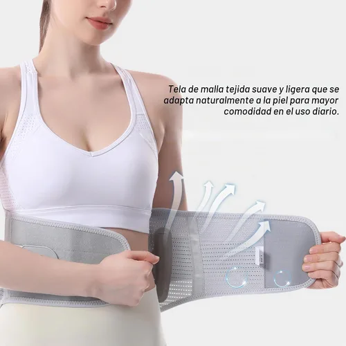 Vista 4 de Soporte de espalda para aliviar el dolor de espalda baja para mujeres, cinturón de apoyo lumbar ajustable, malla transpirable para hernia de disco