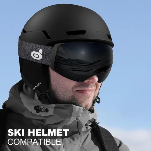 Vista 4 de Odoland Magnetic Interchangeable Anti-Fog Ski Goggles with 2 Lens Large Spherical Frameless Snow Snowboard Goggles for Men Women