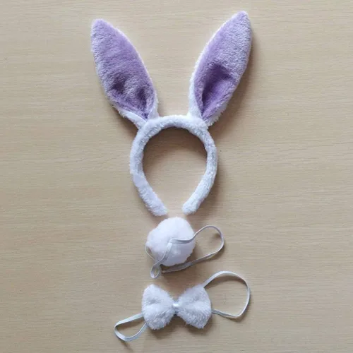 Vista 2 de BinaryABC - Accesorios para disfraz de conejo, diadema, corbatín y rabo de conejo, disfraz de Halloween
