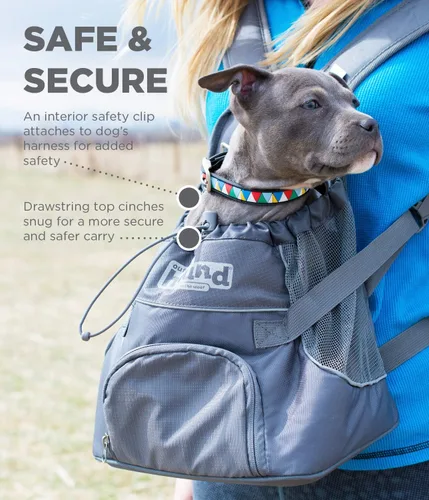 Vista 4 de Outward Hound PoochPouch Front Carrier para perros, pequeño, gris