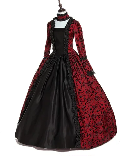 Vista 8 de CountryWomen 18th Century Women's Rococo Ball Gown Printing Costumes Long Gothic Victorian Dress Masquerade Theme Dresses