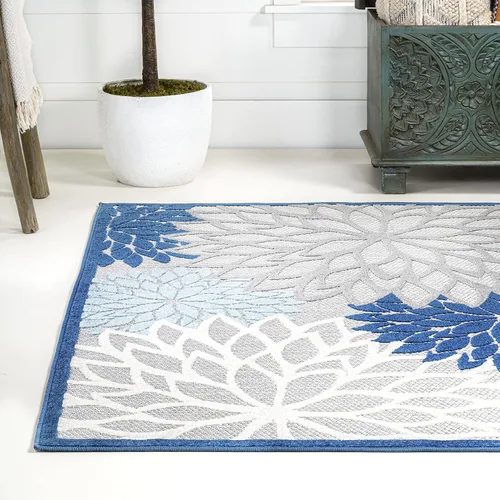 Vista 4 de Eyely CMA109A-3 Amalfi Coast Minori - Alfombra floral para interiores y exteriores, floral; contemporánea, dormitorio, cocina, patio trasero, patio