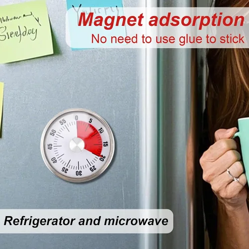 Vista 3 de Temporizador mecánico de cocina para cocinar, tiempo visual de cuerda para niños, temporizador magnético con soporte trasero, reloj de cuenta
