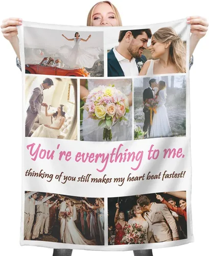 Vista 8 de Mantas personalizadas con collage de fotos, mantas personalizadas con texto y imagen, mantas de franela suave, mantas de cama regalo para bebé