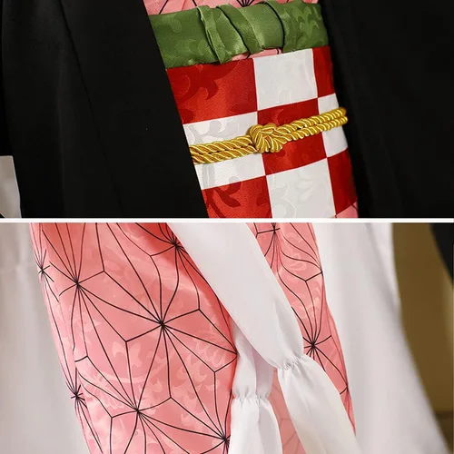 Vista 6 de UQJE Kamado Tanjir - Disfraz de cosplay de Tanjir de anime para niños, conjunto de kimono de Halloween
