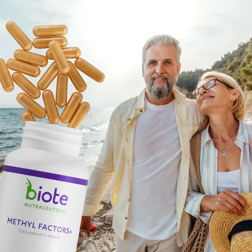 Vista 4 de Biote Nutraceuticals - Factores de metilo+- Circulación + estado de ánimo (90 cápsulas)
