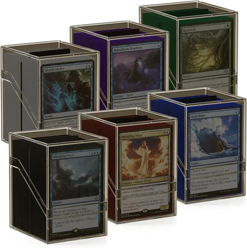 Vista 12 de YSCare Estuches de cubierta, paquete de 12 fundas acrílicas Commander y 1200 fundas mate para tarjetas coleccionables con 12 divisores, caja de 12