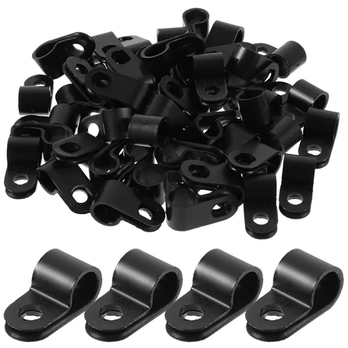 Vista 7 de iplusmile 100 clips de luz de cuerda estilo P clips de cable de montaje tipo R abrazaderas de cable de plástico para cable de pared, organizador