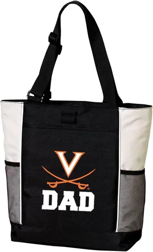 Vista 3 de Broad Bay Official UVA Tote Bag - Zippered Travel Carryall University of Virginia Cavaliers Logo, 600D Canvas, Front Pocket, Side Mesh Pockets