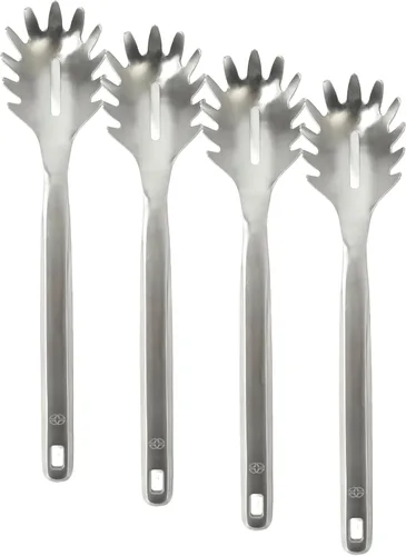 Vista 9 de Calphalon Edge - Servidor de pasta de acero inoxidable con mango de silicona, resistente al calor, antiadherente, seguro, tenedor para servir pasta