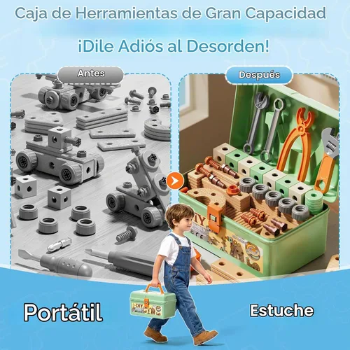 Vista 8 de CUTE STONE Juego de herramientas para niños de 168 piezas con taladro