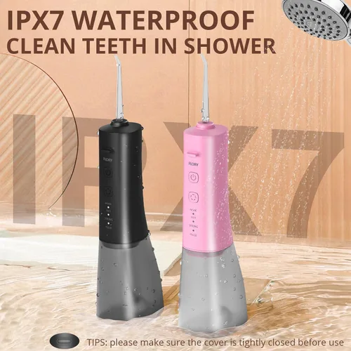 Vista 6 de Paquete de 2 irrigadores dentales de agua para dientes, portátil inalámbrico para parejas, hilo dental de agua de viaje con 3 modos y 12 puntas