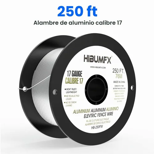 Vista 2 de Bobina de alambre eléctrico de aluminio para valla de 250 pies de calibre 17 (4)