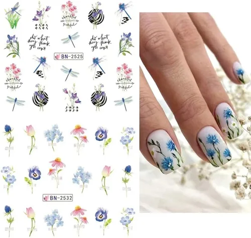 Vista 3 de Calcomanías de arte de uñas de flores, calcomanías de uñas de transferencia de agua, suministros de arte de uñas, lirio de verano, orquídea
