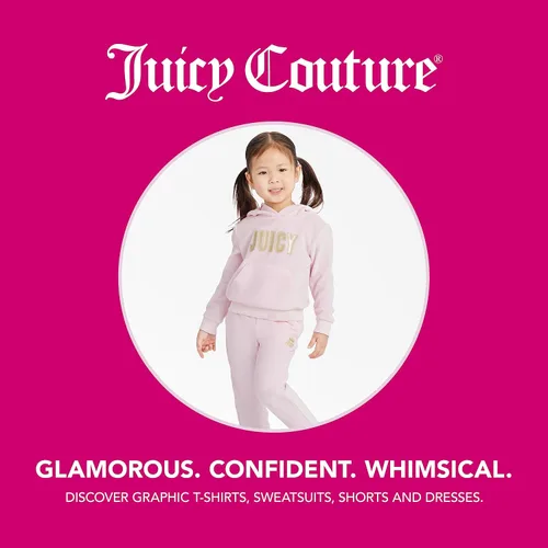 Vista 3 de Juicy Couture Girls' Long Sleeve Plush Velour Full Zip Hoodie Sweatshirt with Front Pockets