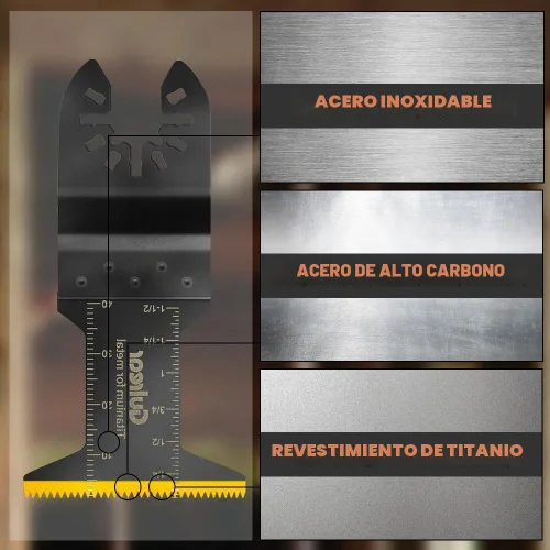 Vista 8 de Juego de cuchillas multiherramienta de 32 piezas, incluye cuchillas multiherramienta de titanio, uso en madera, plásticos, corte de metal