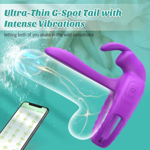 Vista 3 de Anillo vibrador para pene juguetes sexuales para parejas mujeres - Vibrador manga para pene con vibradores de clítoris de conejo, manga de juguete