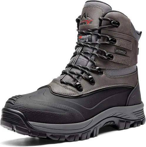 Vista 10 de NORTIV 8 Botas de esquí de invierno con suela de goma para hombre, con aislamiento impermeable Negro