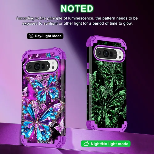 Vista 3 de Rancase Funda para Google Pixel 10 Pro XL 2025, brilla en la oscuridad de tres capas [protección de grado militar] resistente a prueba de golpes
