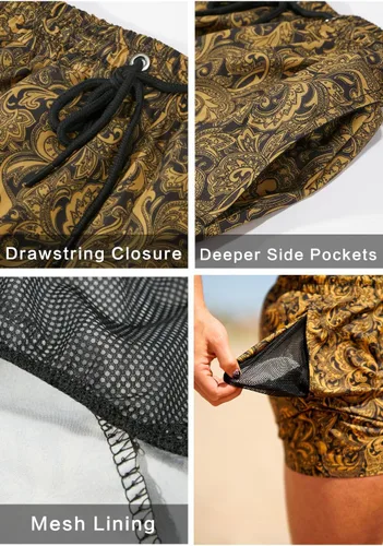 Vista 4 de GINGTTO - Traje de baño para hombre con forro de malla, pantalones cortos de playa