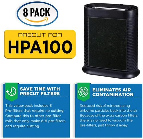 Vista 3 de VEVA - Paquete completo de 2 filtros HEPA de repuesto de alta calidad, incluye 8 pre-filtros de carbón activado precortados para HPA100 compatibles