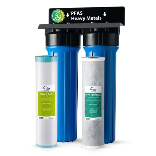 Vista 10 de iSpring WGB22B - Sistema de filtración de agua de 2 etapas para toda la casa, filtros de bloque de sedimentos y carbono de 20 x 4.5 pulgadas
