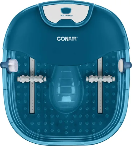 Vista 6 de Conair Bañera de spa para pies de pedicura con calor que alcanza los 104 grados, rodillos de masaje para pies, burbujas relajantes, piedra pómez
