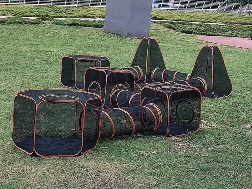 Vista 8 de Tienda túnel plegable 6 en 1 para gatos y perros, tienda para mascotas al aire libre emergente, corral jaula cercas casa para mascotas (Estilo 1)