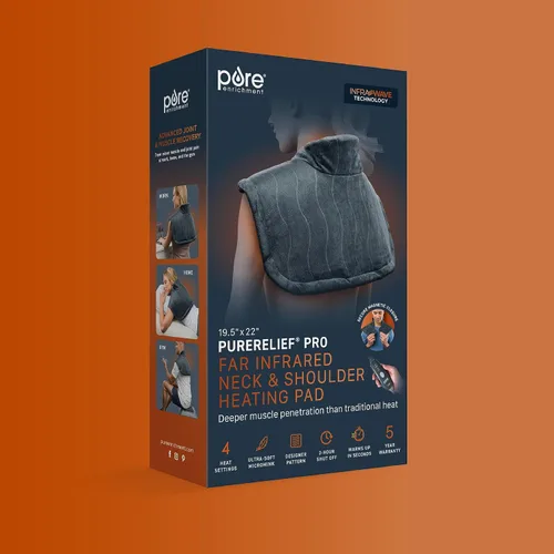 Vista 8 de Pure Enrichment PureRelief Pro - Almohadilla térmica infrarroja lejana para cuello y hombros, alivio muscular más profundo, 4 ajustes de calor