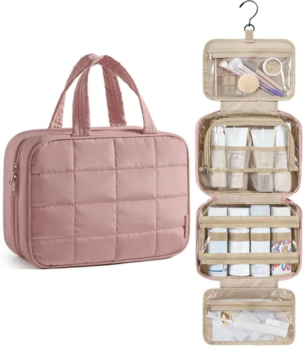 Vista 14 de Bolsa de viaje para artículos de aseo personal BAGSMART con organizador para joyas, bolsa de viaje colgante para artículos de tocador, organizador