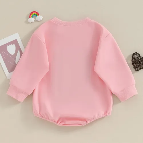 Vista 122 de SOLILOQUY Traje de manga larga con cuello redondo para el primer día de San Valentín para bebé niño y niña, mameluco de corazón de amor