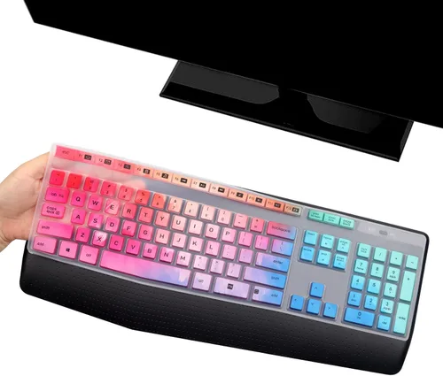 Vista 5 de i-Tensodo Logitech MK345 - Funda para teclado inalámbrico Logitech MK345, 2 unidades, color negro y transparente
