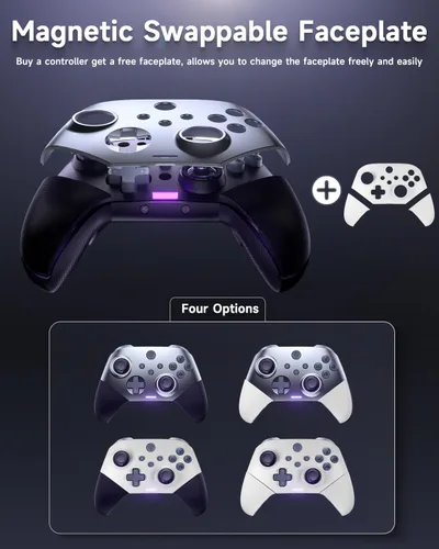 Vista 2 de EasySMX X10 Wireless PC Controller with Dual Hall Effect, Bluetooth Controller for PC/Switch/Steam/Android TV, Mobile - Include a White Swappable