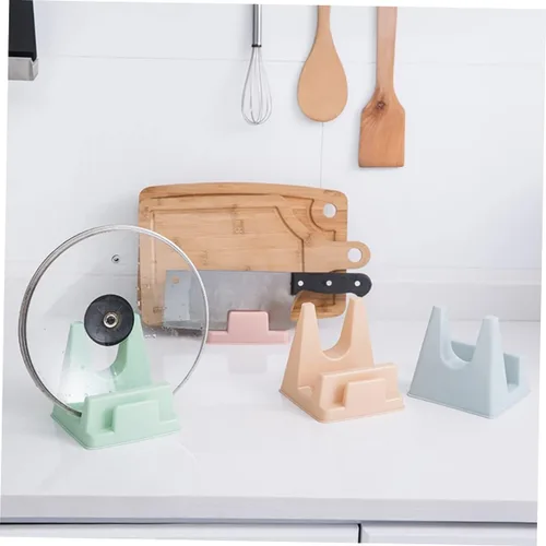 Vista 3 de 2 estantes de plástico para tapa de sartén verde, organizador de cubierta de olla, soporte de almacenamiento para cocina