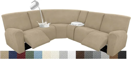 Vista 72 de Fundas para sofá modular reclinable, impermeable, en forma de L, lavable, para sofá reclinable en forma de L, súper elásticas, suaves, para esquinas