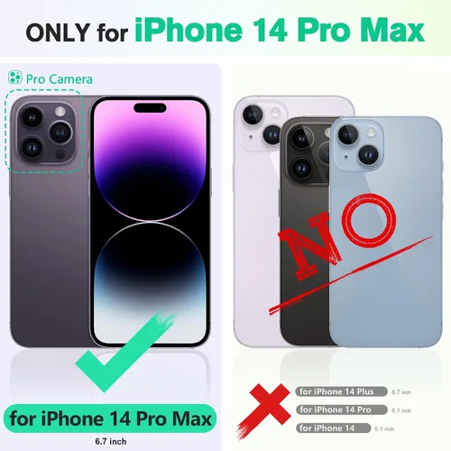 Vista 2 de Funda tipo billetera TUCCH para iPhone 14 Pro Max de 6.7", con bloqueo RFID, soporte para 4 tarjetas [carcasa interior de TPU a prueba de golpes]