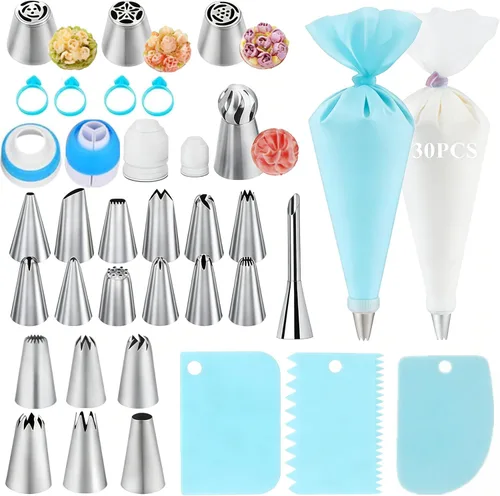 Vista 9 de Kit de suministros de decoración de pasteles, 255 piezas, juego de decoración de pasteles con tocadiscos para pasteles, 12 puntas de glaseado 181